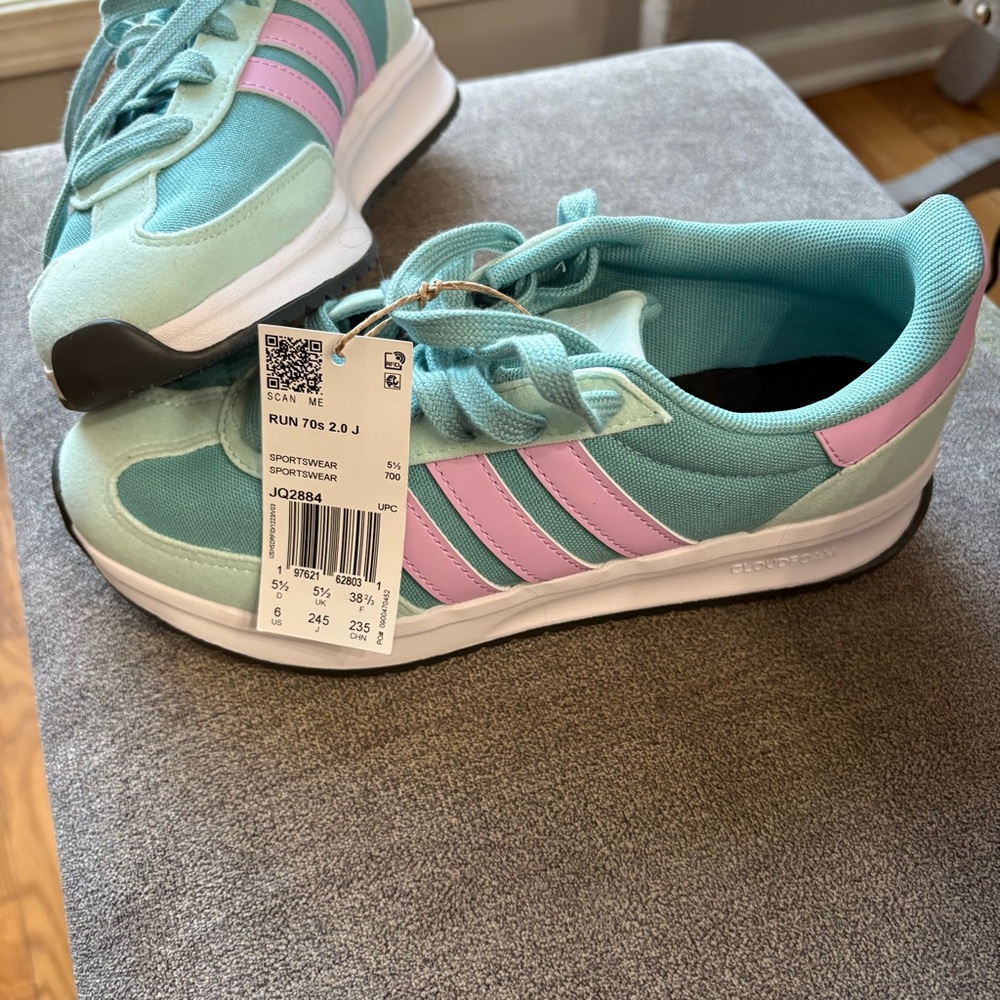 Adidas Women's Aqua and Pink Sneakers